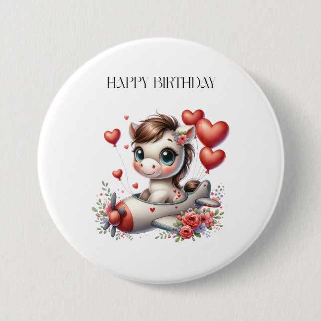 Badge Rond 7,6 Cm Anniversaire de Pony Pilot (Devant)