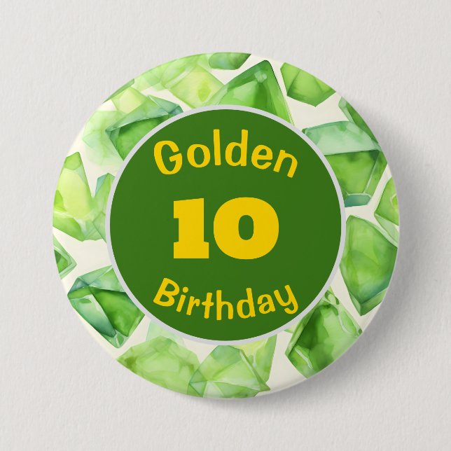 Badge Rond 7,6 Cm Anniversaire d'or Août Pierre d'anniversaire Bouto (Devant)