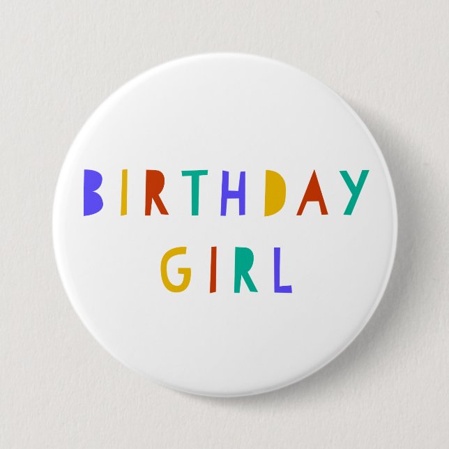 Badge Rond 7,6 Cm Anniversaire Fille Anniversaire Insigne de fête Ac (Devant)