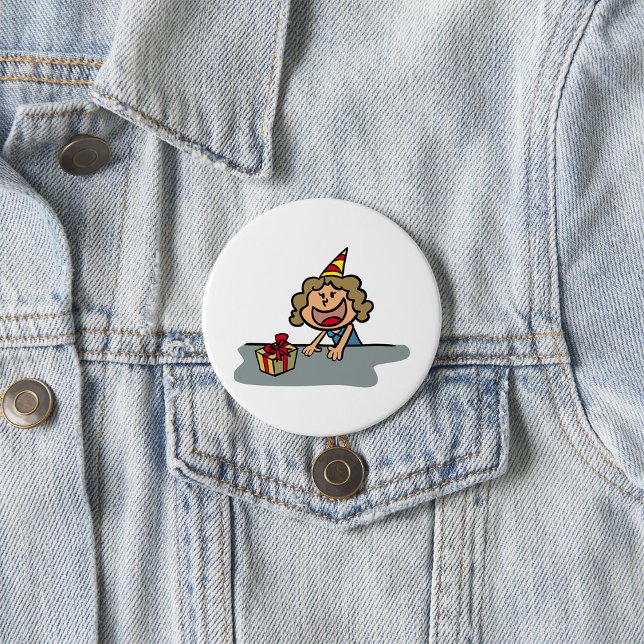 Badge Rond 7,6 Cm Anniversaire Fille Avec Un Cadeau (Créateur téléchargé)