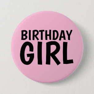 BADGE ROND 7,6 CM ANNIVERSAIRE FILLE BOUTONS ROSE