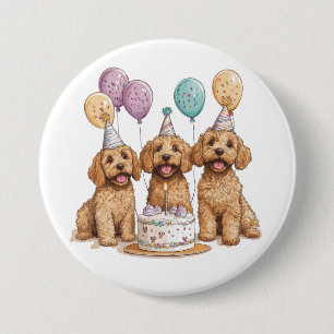 Badge Rond 7,6 Cm Anniversaire Goldendoodle Chiens Anniversaire Gâte