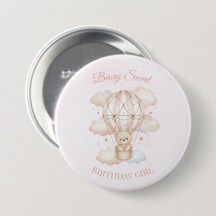 Badge Rond 7,6 Cm Anniversaire Montgolfière Beary Sweet