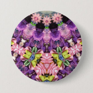 Badge Rond 7,6 Cm ~ Anniversaire Pink Rose Vert Jaune BLING ~ Bouton