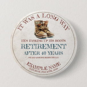 Badge Rond 7,6 Cm Annonce de retraite avec de vieilles éperons