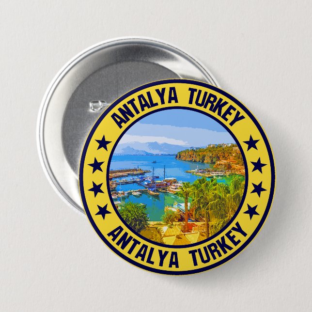 Badge Rond 7,6 Cm Antalya (Devant & derrière)