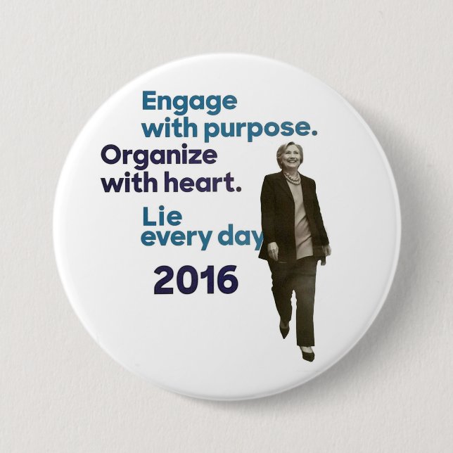 Badge Rond 7,6 Cm Anti-Hillary Clinton 2016 (Devant)