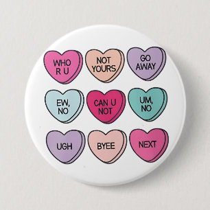 Badge Rond 7,6 Cm Anti Valentine's Day Funny Single Awareness