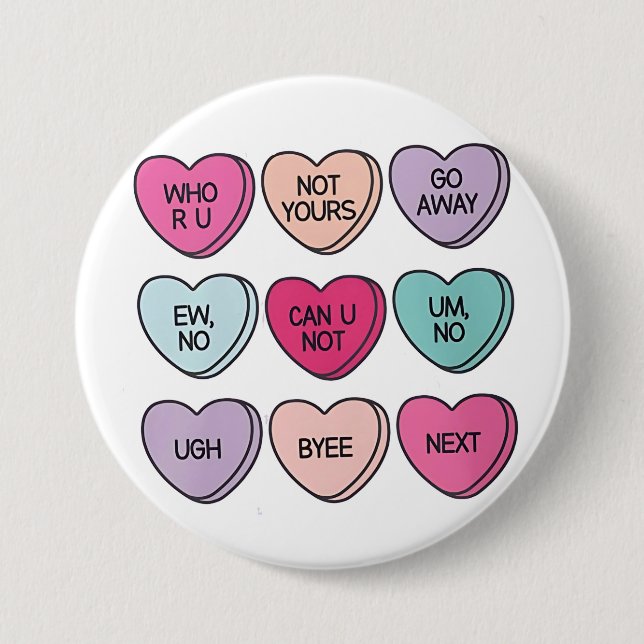 Badge Rond 7,6 Cm Anti Valentine's Day Funny Single Awareness (Devant)