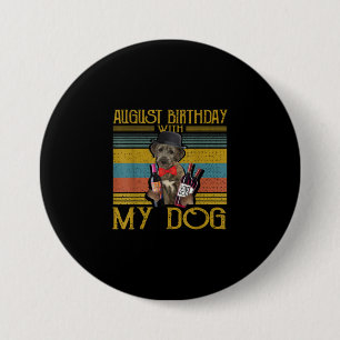 Badge Rond 7,6 Cm Août Anniversaire Avec Mon Irlandais Wolfhound Dog