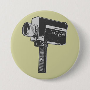 Badge Rond 7,6 Cm Appareil photo Super 8 Pop Art