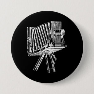 Badge Rond 7,6 Cm Appareil-photo vintage - noir antique de