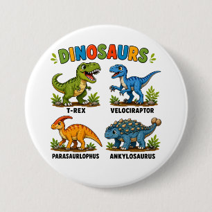 Badge Rond 7,6 Cm Apprentissage des espèces de dinosaures pour les e