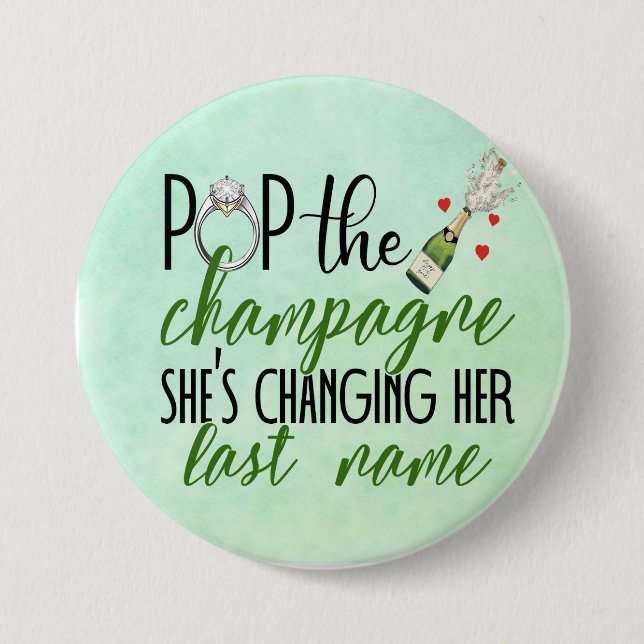 Badge Rond 7,6 Cm Appuyez sur le bouton Fiançailles Champagne (Devant)