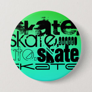 Badge Rond 7,6 Cm Aqua, Neon Green Gradient; Patinage