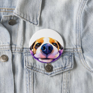 Badge Rond 7,6 Cm aquarelle Chien
