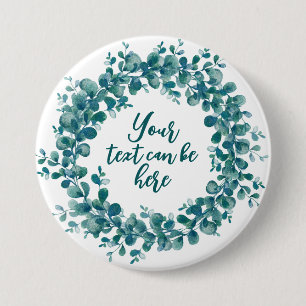 Badge Rond 7,6 Cm Aquarelle d'eucalyptus verdure couronne