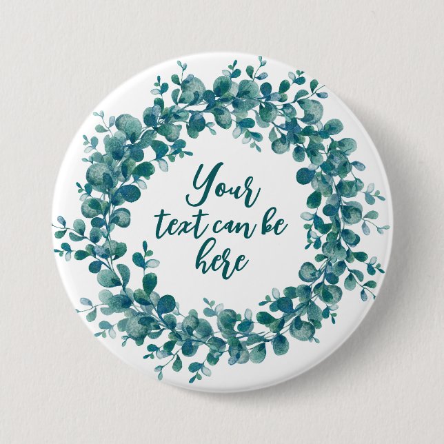 Badge Rond 7,6 Cm Aquarelle d'eucalyptus verdure couronne (Devant)