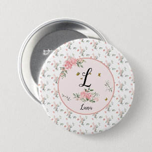 Badge Rond 7,6 Cm Aquarelle Elégante Roses Roses Roses Rose avec Pap