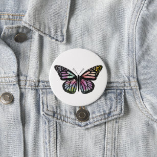Badge Rond 7,6 Cm Aquarelle Monarque Papillon coloré Peint