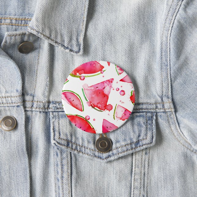 Badge Rond 7,6 Cm Aquarelle pastèque 1 (En situation)