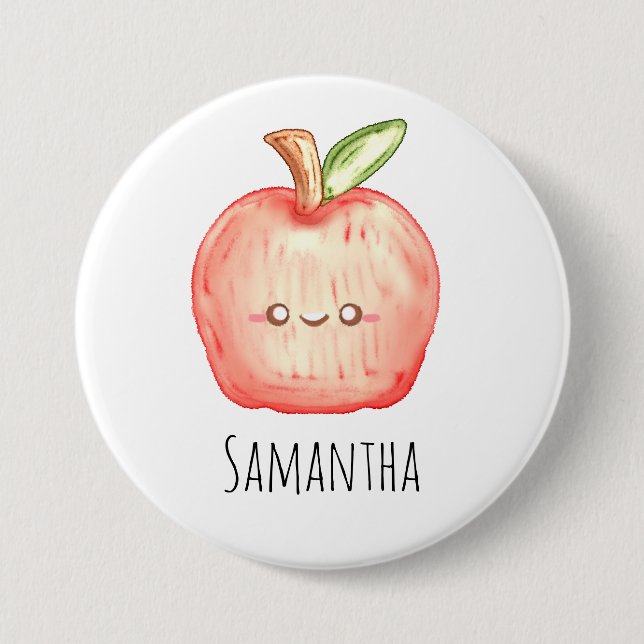 Badge Rond 7,6 Cm Aquarelle pomme de fruits (Devant)