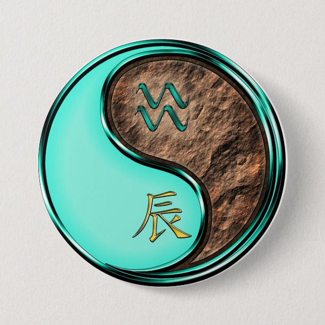 Badge Rond 7,6 Cm Aquarius & Earth Dragon (Devant)