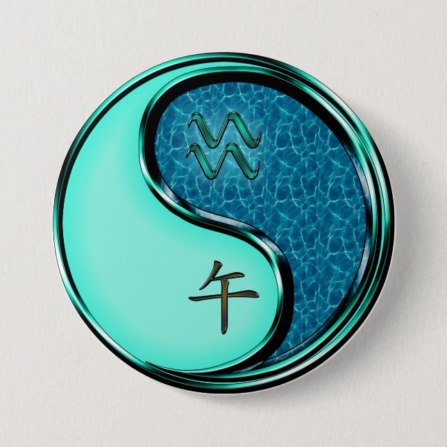 Badge Rond 7,6 Cm Aquarius & Water Horse (Devant)