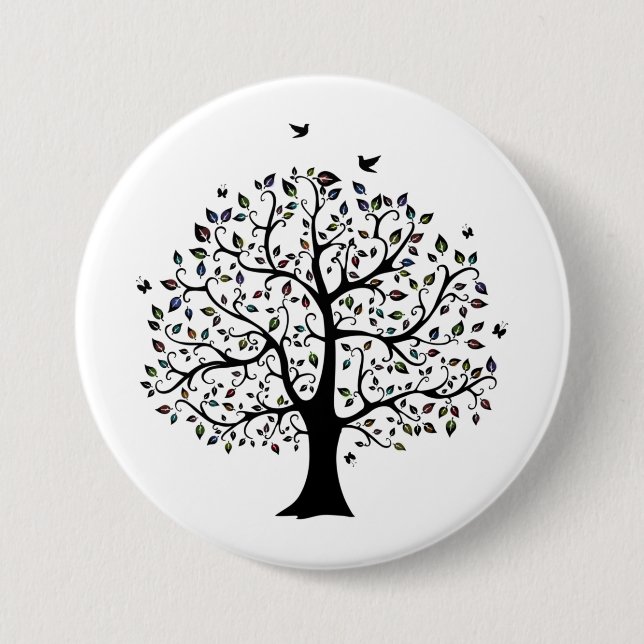 Badge Rond 7,6 Cm Arbre de vie (Devant)