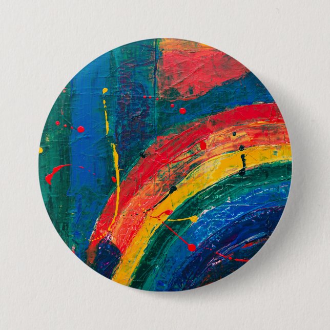 Badge Rond 7,6 Cm Arc-en-ciel Abstrait (Devant)