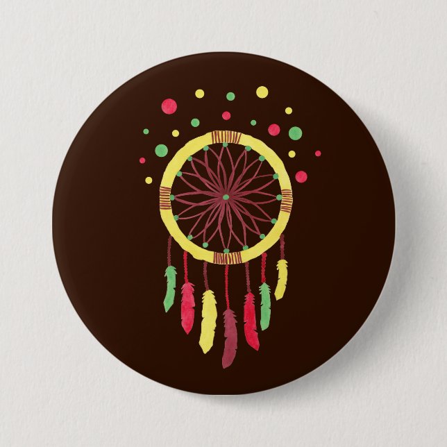 Badge Rond 7,6 Cm Arc-en-ciel Dreamcatcher (Devant)