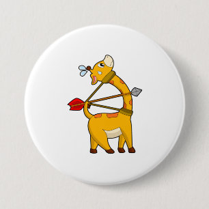 Badge Rond 7,6 Cm Archer de girafe flèche Bow