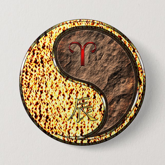 Badge Rond 7,6 Cm Aries & Earth Dragon (Devant)