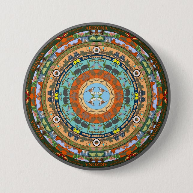 Badge Rond 7,6 Cm Arizona State Mandala Pin (Devant)