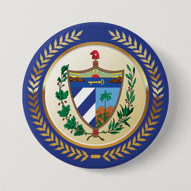 Badge Rond 7,6 Cm Armoiries de Cuba (Devant)