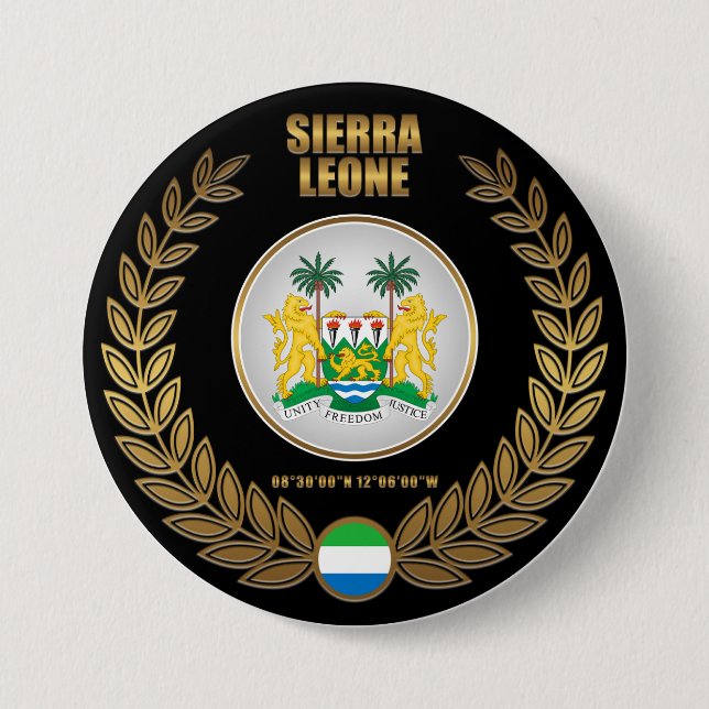 Badge Rond 7,6 Cm Armoiries de la Sierra Leone (Devant)