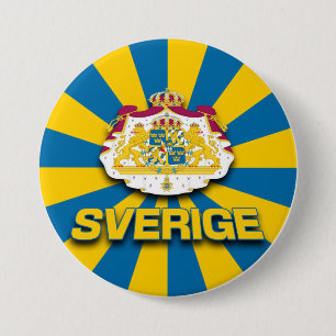 Badge Rond 7,6 Cm Armoiries de Sverige