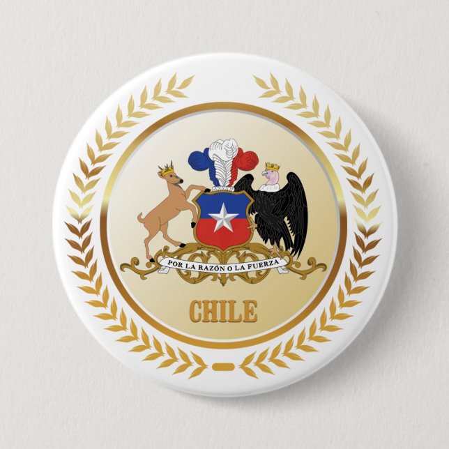 Badge Rond 7,6 Cm Armoiries Du Chili (Devant)