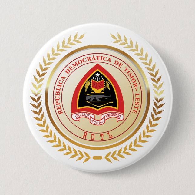 Badge Rond 7,6 Cm Armoiries du Timor oriental (Devant)