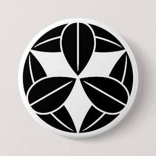 Badge Rond 7,6 Cm [Armoiries familiales] Neuf feuilles de bambou