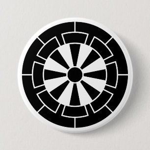 Badge Rond 7,6 Cm [Armoiries familiales] Roue du clan Genji