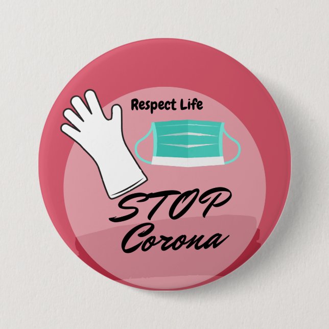 Badge Rond 7,6 Cm Arrêter le virus Corona (Devant)