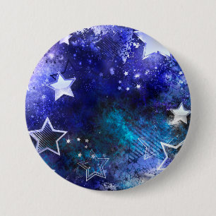Badge Rond 7,6 Cm Arrière - plan spatial avec étoiles