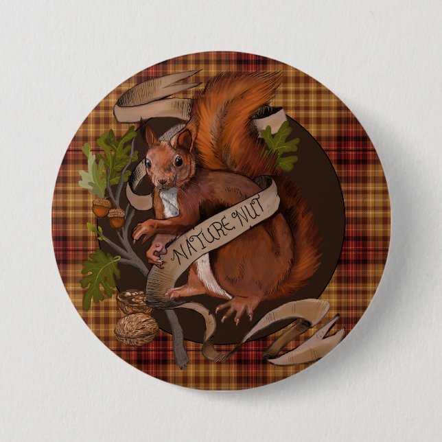 Badge Rond 7,6 Cm Arrondi d'écureuils noisettes (Devant)