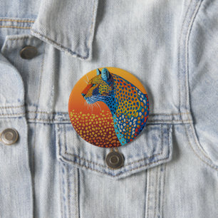 Badge Rond 7,6 Cm Art Abstrait Léopard Vibrant