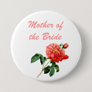 Badge Rond 7,6 Cm art botanique vintage fleurs de rose rouge mère