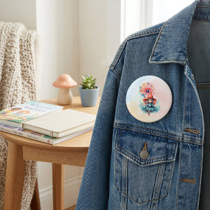 Badge Rond 7,6 Cm Art de conte de fées de sorcière à l'aquarelle fan
