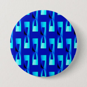Badge Rond 7,6 Cm Art Déco Métallo Géométrique - Bleu Cobalt