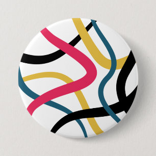 Badge Rond 7,6 Cm Art graphique moderne coloré, chaotique et audacie