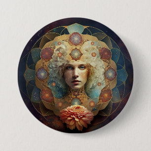 Badge Rond 7,6 Cm Art Visionnaire Mandala Vivant